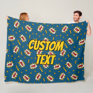 Pow Comic Sound Effect Pattern Fleece Blanket