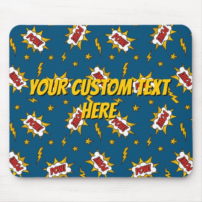 Pow Comic Sound Effect Pattern Mouse Pad (Front)
