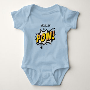 Pow fun pop art comic style typography callout baby bodysuit