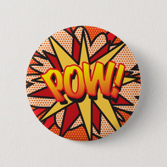 POW Fun Retro Comic Book Pop Art 6 Cm Round Badge (Front)