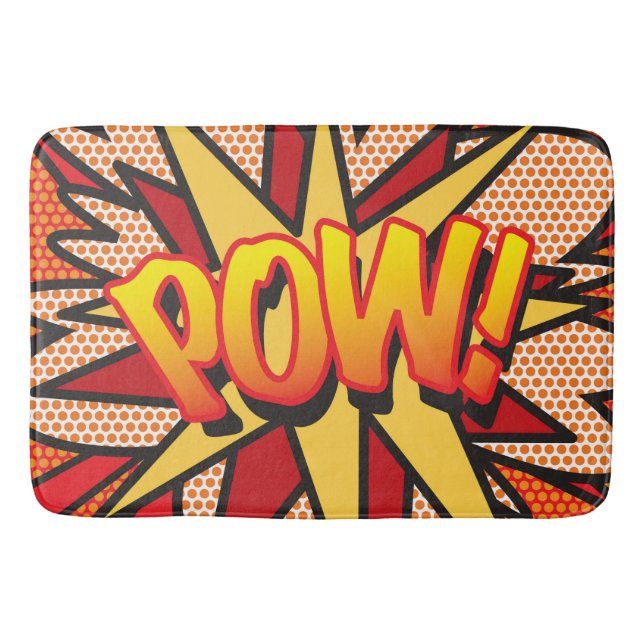 POW Fun Retro Comic Book Pop Art Bath Mat (Front)