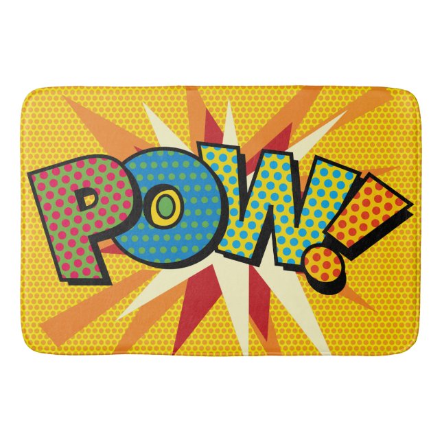 POW Fun Retro Comic Book Pop Art Bath Mat (Front)