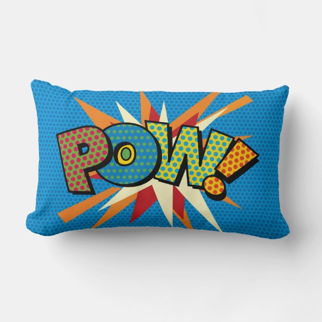 POW Fun Retro Comic Book Pop Art Lumbar Cushion (Front)