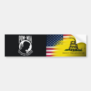 POW MIA, American & Gadsden Flag Bumper Sticker