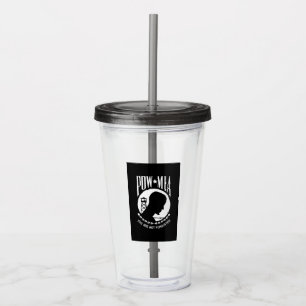 POW MIA Flag: Missing Soldiers of Vietnam War, WW2 Acrylic Tumbler
