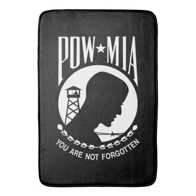 POW MIA Flag: Missing Soldiers of Vietnam War, WW2 Bath Mat (Front Vertical)