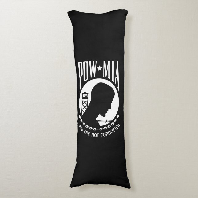 POW MIA Flag: Missing Soldiers of Vietnam War, WW2 Body Cushion (Front Vertical)