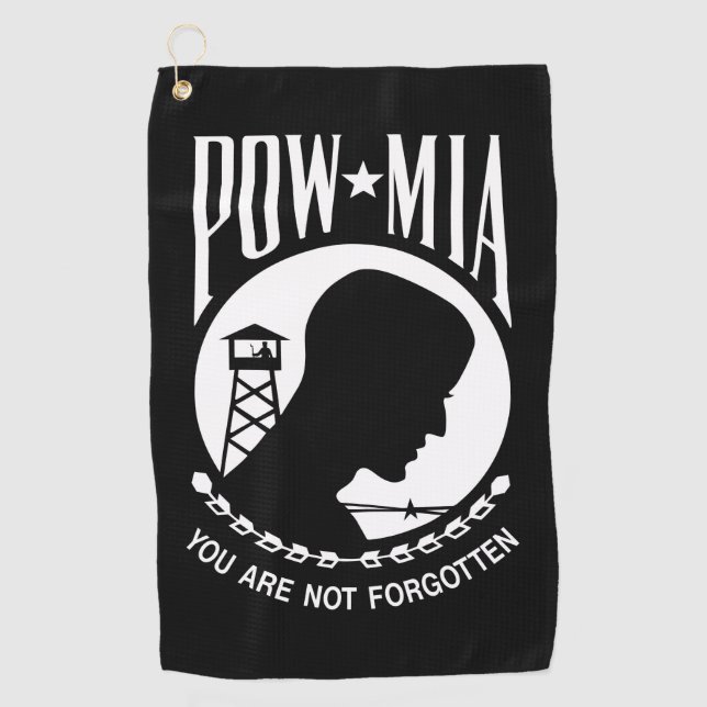 POW MIA Flag: Missing Soldiers of Vietnam War, WW2 Golf Towel (Front)