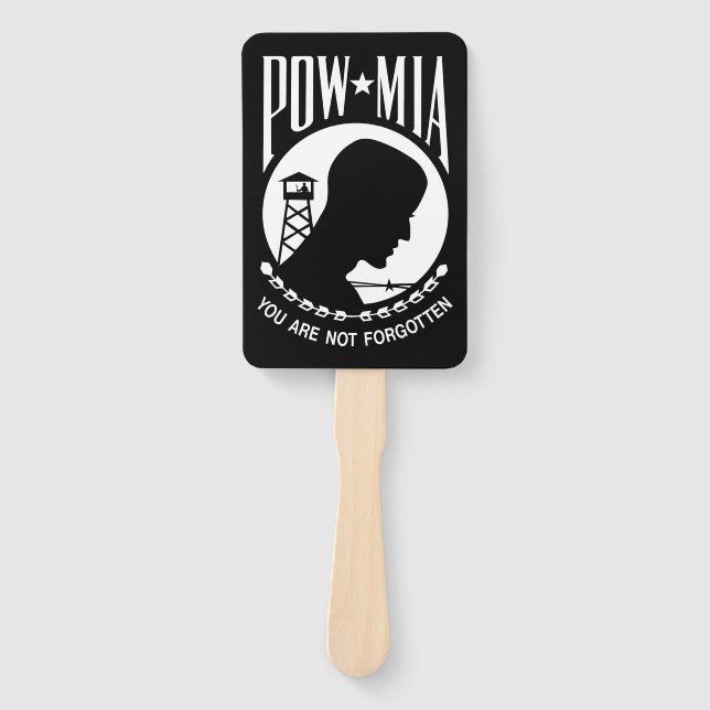 POW MIA Flag: Missing Soldiers of Vietnam War, WW2 Hand Fan (Front)