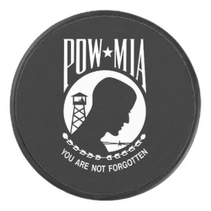 POW MIA Flag: Missing Soldiers of Vietnam War, WW2 Hockey Puck
