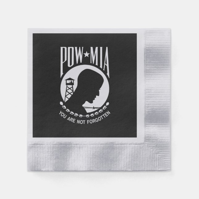 POW MIA Flag: Missing Soldiers of Vietnam War, WW2 Napkin (Front)