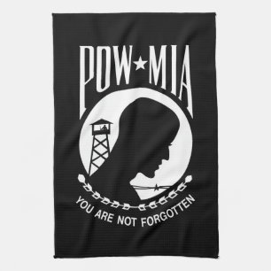 POW MIA Flag: Missing Soldiers of Vietnam War, WW2 Tea Towel
