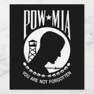 POW MIA Flag: Missing Soldiers of Vietnam War, WW2 Wine Label