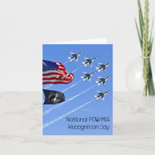 POW MIA Flag, USA Flag & The Thunderbirds Card