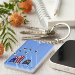 POW MIA Flag with USA Flag & The Thunderbirds Key Ring<br><div class="desc">* Composite of two images, Military Jets photographed during a Nellis Air Force Base Air Show. * Several shape and style options * Both sides of the double sided key ring can be personalized. * Add text and/or a photo, or remove text option. * Click on the "Customize It" tab...</div>