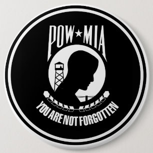 POW MIA MILITARY HEROES GEAR 6 CM ROUND BADGE