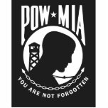 POW MIA Pin Photo Sculpture Badge<br><div class="desc">A vector (for high quality printing)  replica of the Flag used in the United States to commemorate prisoners of war (POWs) and those missing in action on variety of products.</div>