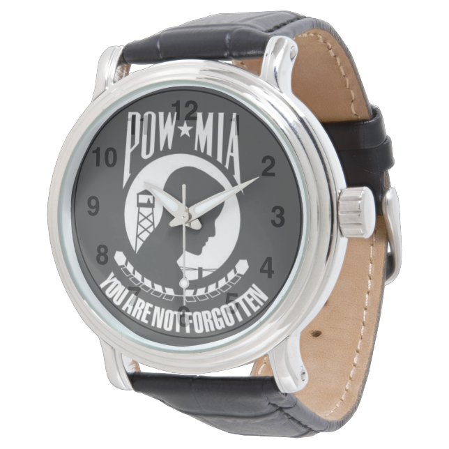 POW-MIA You Are Not Forgotten - Men's Black Leathe Watch (Angled)