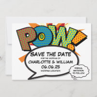 POW Save the Date Fun Retro Comic Book Pop Art