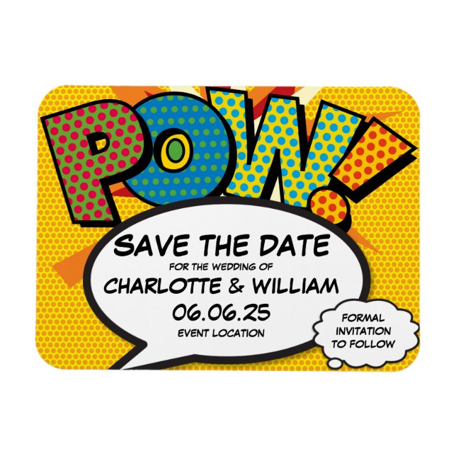 POW Save the Date FunModern Colourful Magnet (Horizontal)