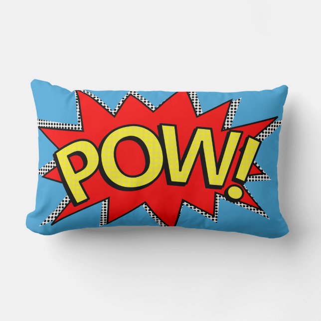 "POW!" Superhero Comic Book Red/Yellow Bubble Lumb Lumbar Cushion (Front)