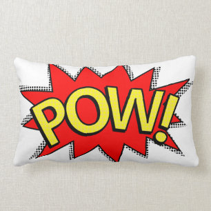 POW! - Superhero Comic Book Red/Yellow Bubble Lumbar Cushion