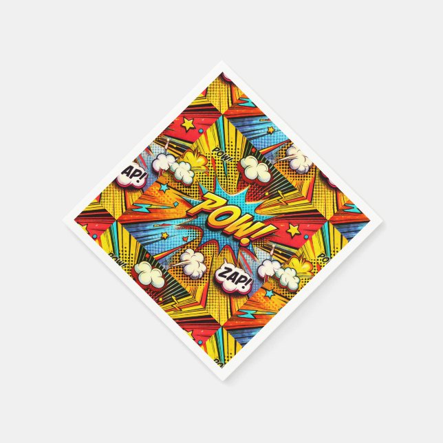 POW! ZAP! Comic Words - Fun & Vibrant Party Decor Napkin (Corner)