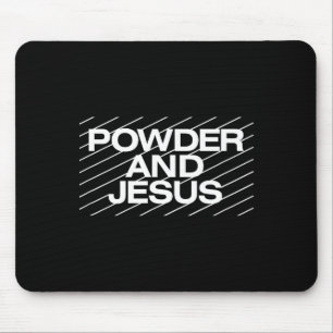Powder and jesus christian skiing mouse pad