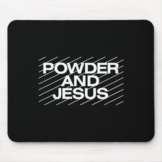Powder and jesus christian skiing  mouse pad (Front)