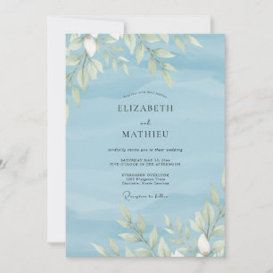 Powder Azure Foliage Eucalyptus Wedding Invitation