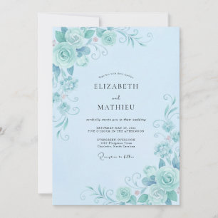 Powder Azure Vine Wedding Invitation