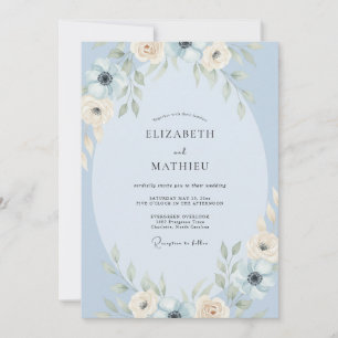 Powder Azure Watercolor Wedding Invitation