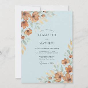 Powder Blue Amber Autumnal Wedding Invitation