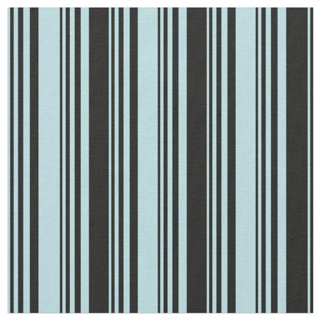 Powder Blue and Black Lines Fabric (Close Up)