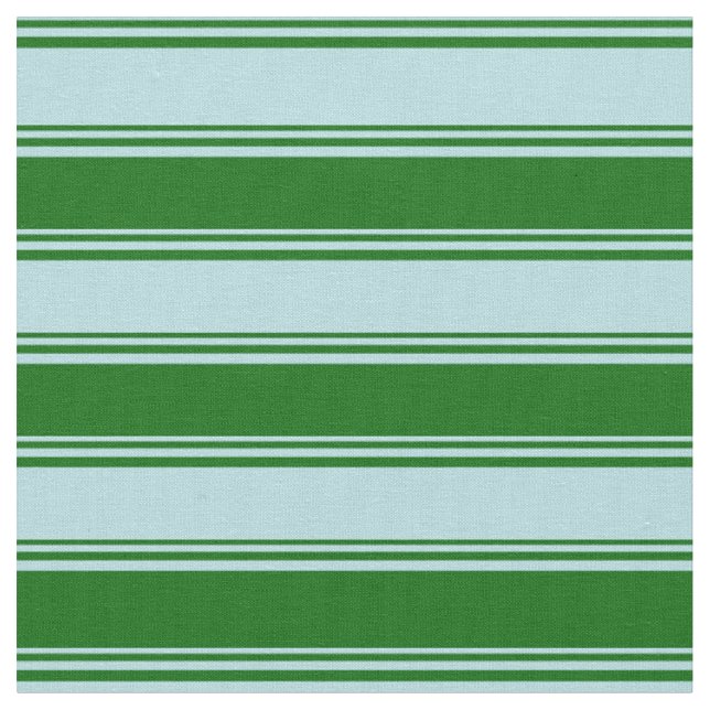Powder Blue and Dark Green Coloured Stripes Fabric (Close Up)