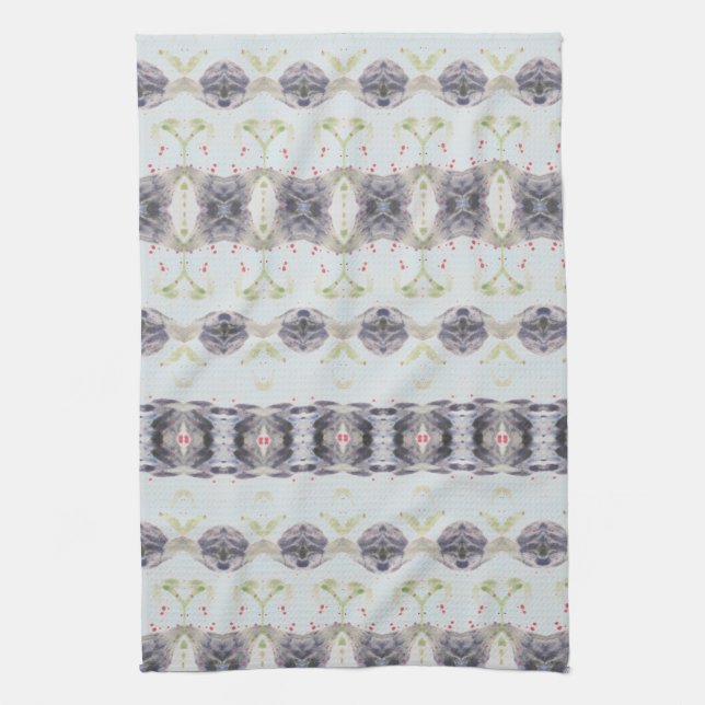 Powder Blue And Navy Tea Towel (Vertical)