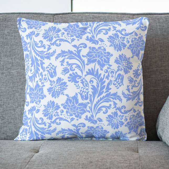Powder Blue and White Floral Damask Cushion (Creator Uploaded)