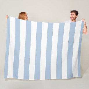 Powder Blue and White Striped Fleece Blanket