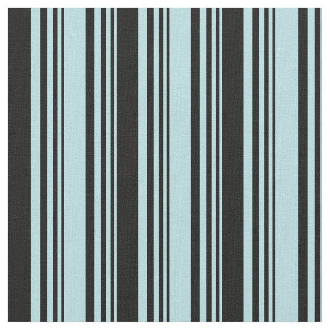 Powder Blue & Black Stripes Fabric (Close Up)