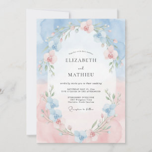 Powder Blue Bloom Wedding Invitation