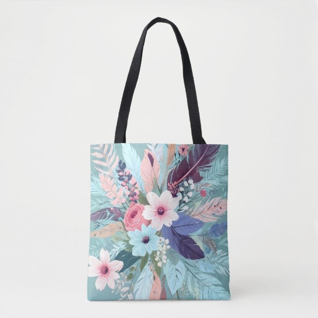 Powder Blue Blossom Tote Bag (Front)