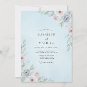 Powder Blue Blossom Wedding Invitation