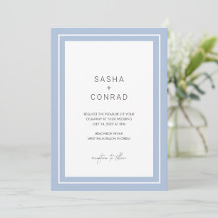 Powder Blue Bold Border Modern Wedding Invitation