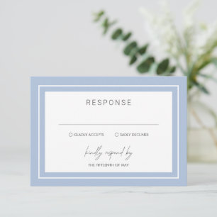 Powder Blue Bold Border Modern Wedding RSVP Card