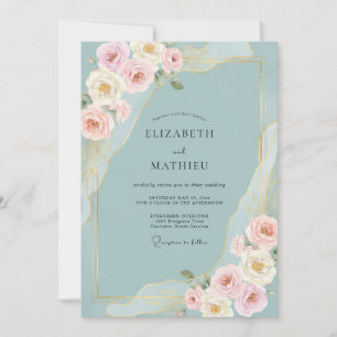 Powder Blue Botanical Wedding Invitation