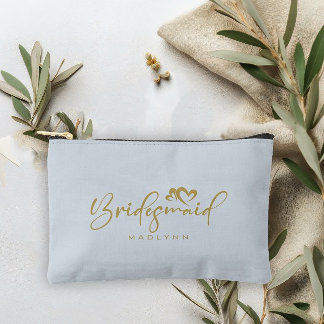 Powder Blue Bridesmaid Script Name Cosmetic Gift Accessory Pouch (Creator Uploaded)