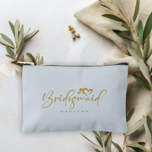 Powder Blue Bridesmaid Script Name Cosmetic Gift Accessory Pouch