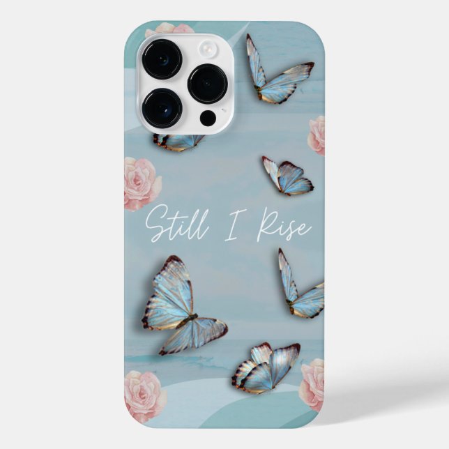 Powder blue butterfly millennial pink  iPhone case (Back)