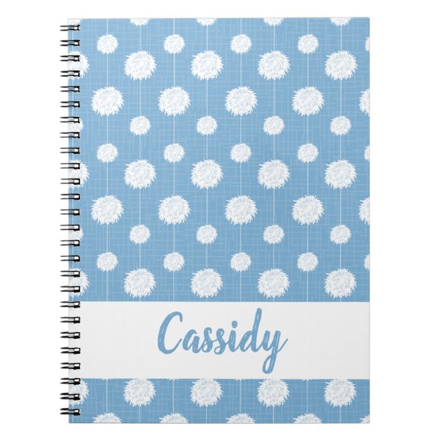 Powder Blue Cheerleader Pom Pom Pattern Notebook (Front)