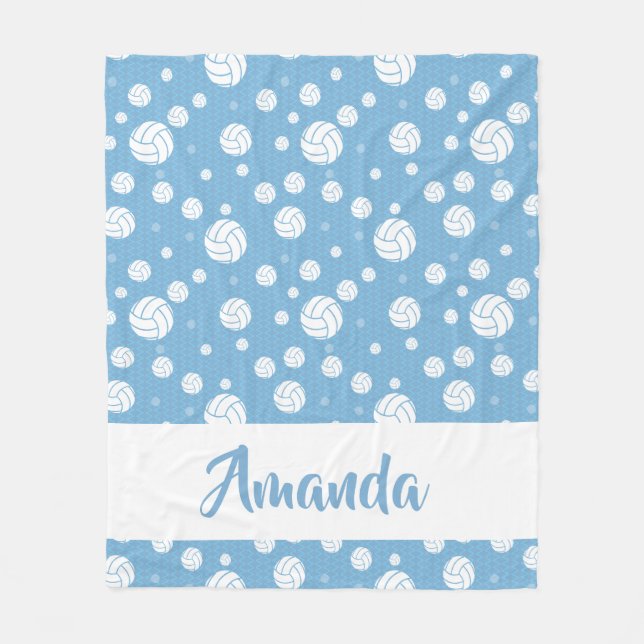 Powder Blue Chevron Volleyball Pattern Fleece Blanket (Front)